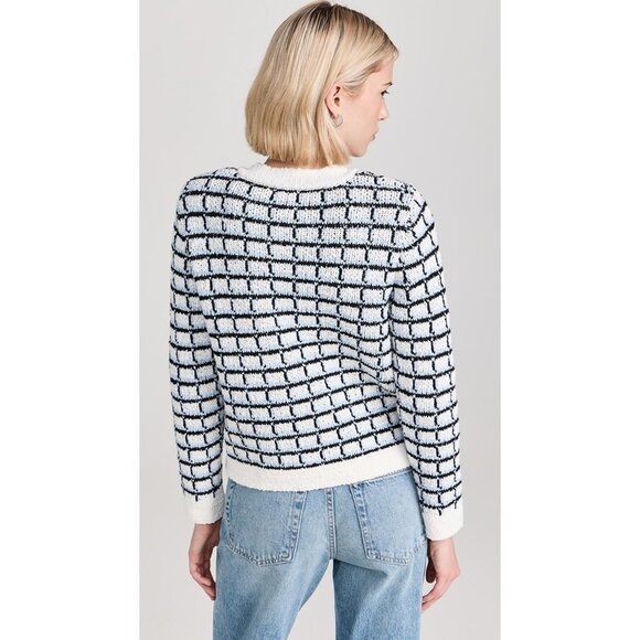 NWT Veronica Beard Lavigne Check Knit Jacket Blue Black White Size Small - Picture 2 of 14